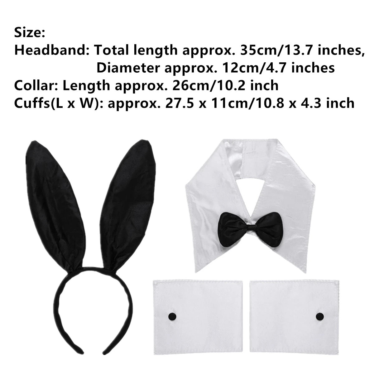 Sexy Playboy Bunny Rabbit Accessories Pack - Cuffs, Ears & Collar Bow Tie