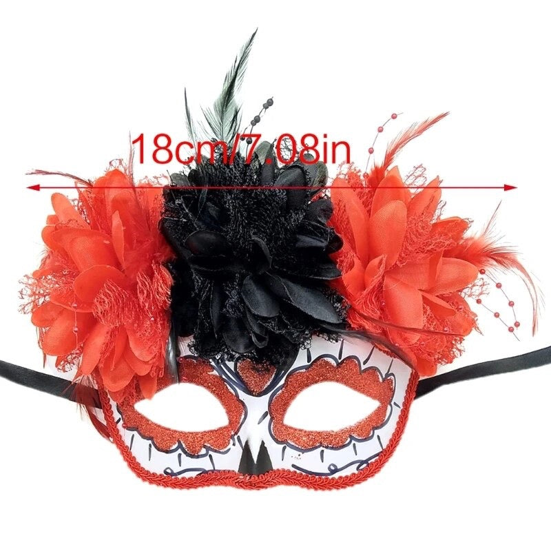 Women Sexy Elegant Masquerade Ball Halloween Day of the Dead Party Mask - (Style 14)