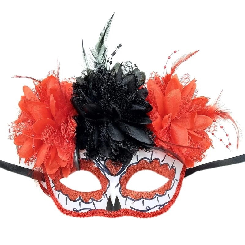 Women Sexy Elegant Masquerade Ball Halloween Day of the Dead Party Mask - (Style 14)