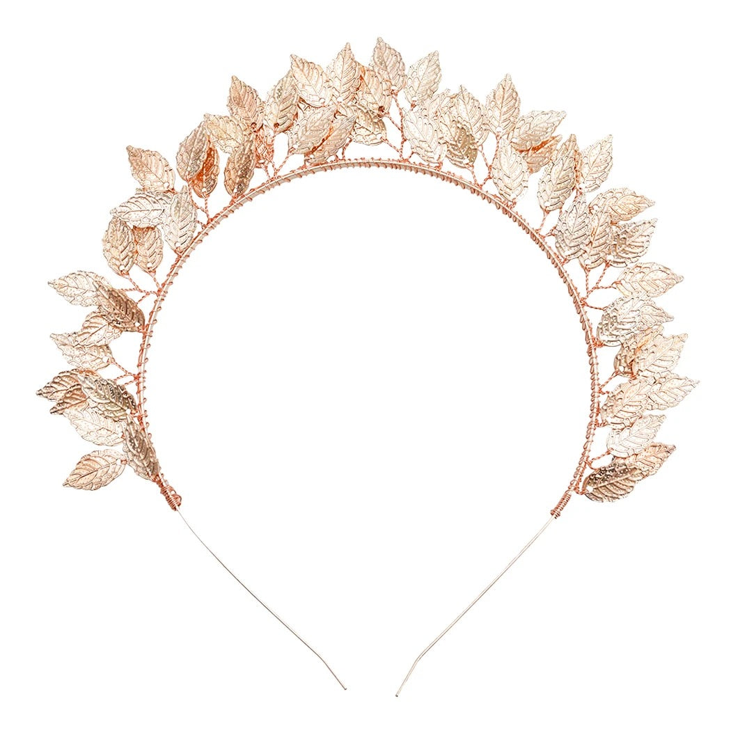 Leaf Metal Racewear Grecian Headpiece Headband - Gold (Style 1)