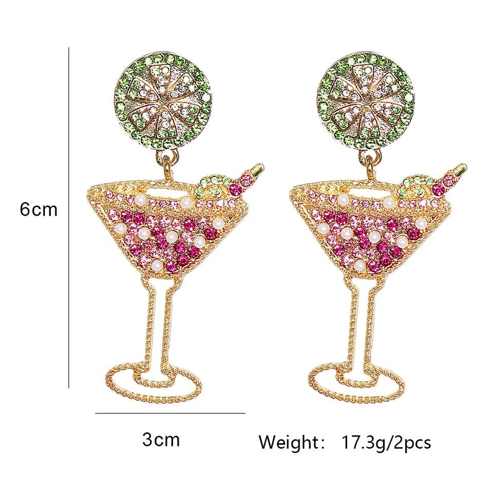 Cosmo Cocktail Rhinestone Earrings - (Style 34)