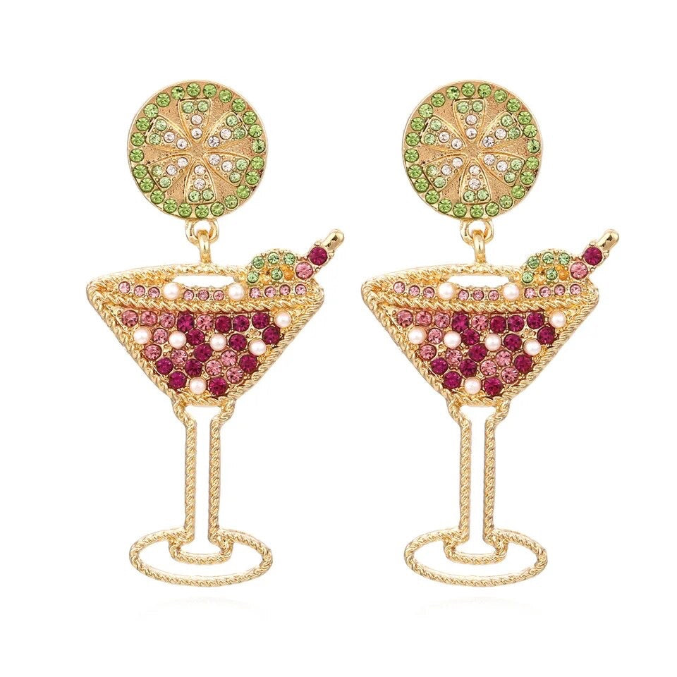 Cosmo Cocktail Rhinestone Earrings - (Style 34)