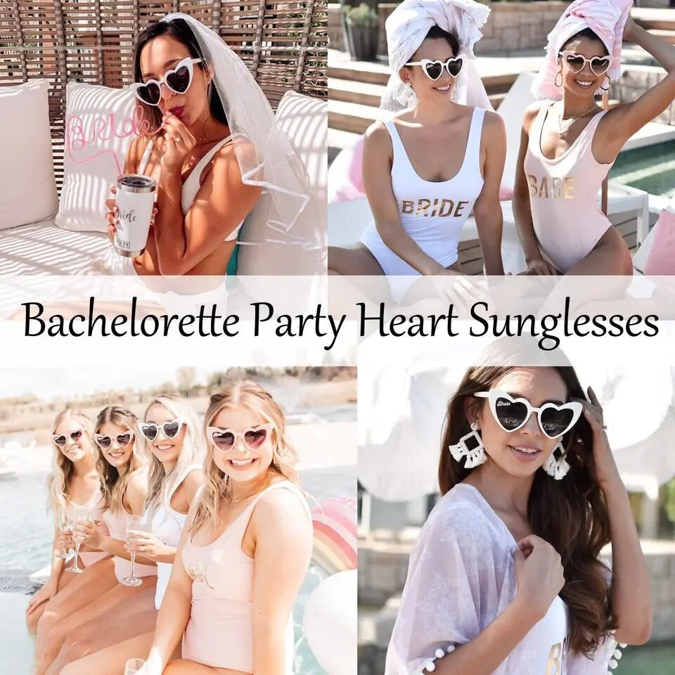 Bride to Be Bach Bachelorette Love Heart Sunglasses - Pink