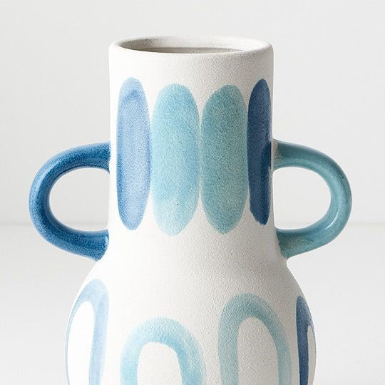 Ceramic Naxos Vase (15cmW x 20cmH) - Blue White