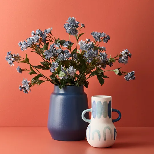 Ceramic Naxos Vase (15cmW x 20cmH) - Blue White