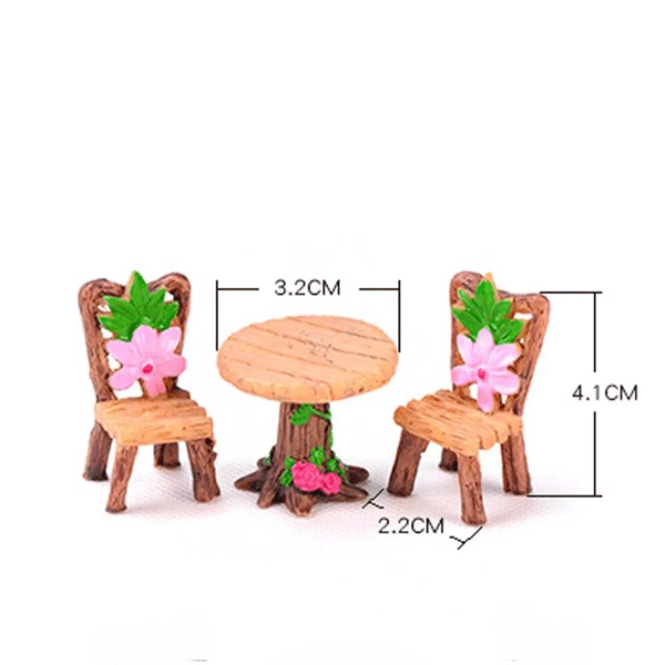 Fairy Garden Terrarium Plastic Miniature Table and Chair x 3 pcs