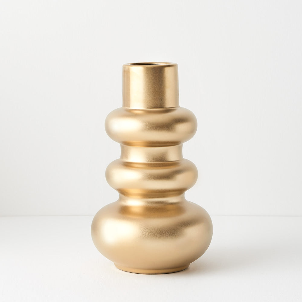 Ceramic Lucena Vase (29cmHx17.5cmD) - Gold
