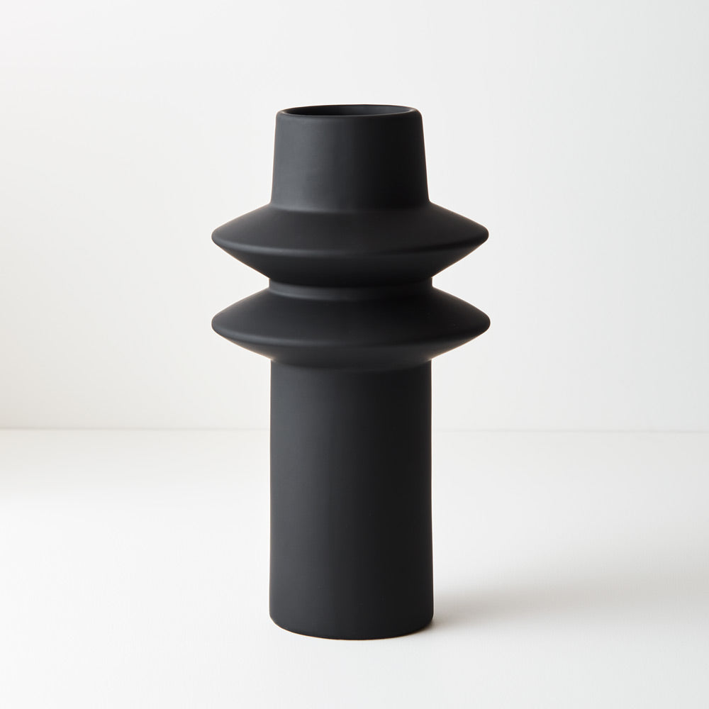 Ceramic Lucena Vase (29.5cmH x 15.5cmD) - Black