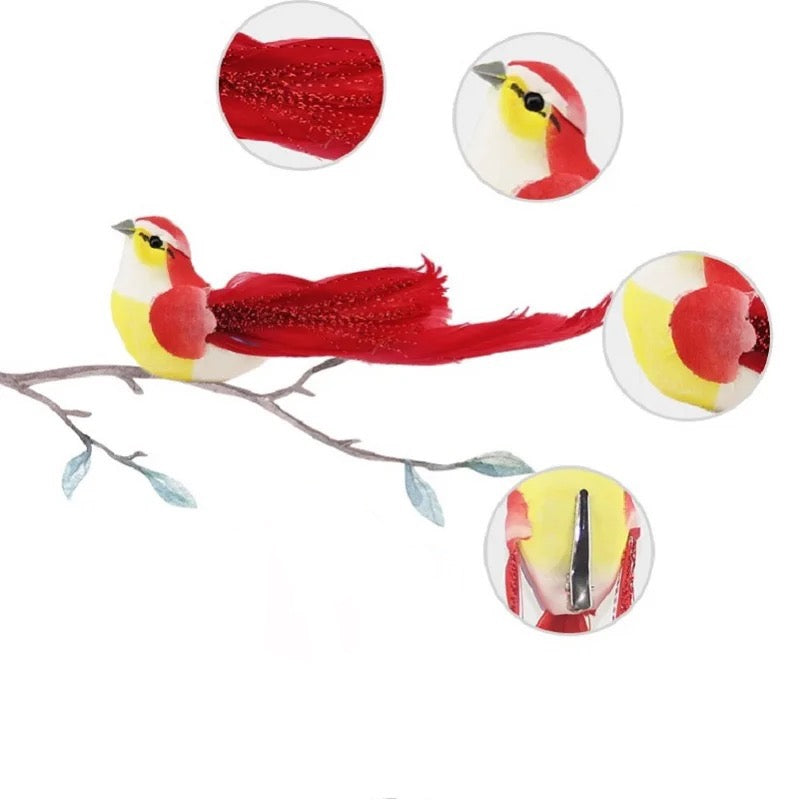 Artificial Realistic Decorative Colourful Foam Feather Birds x 12pcs (Style 7)