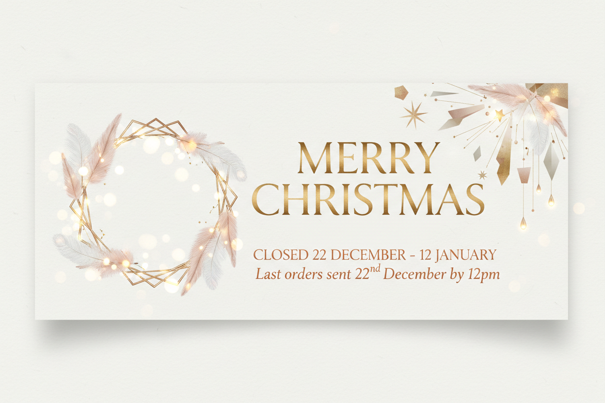 Modern Christmas Banner with Lights and Wreath