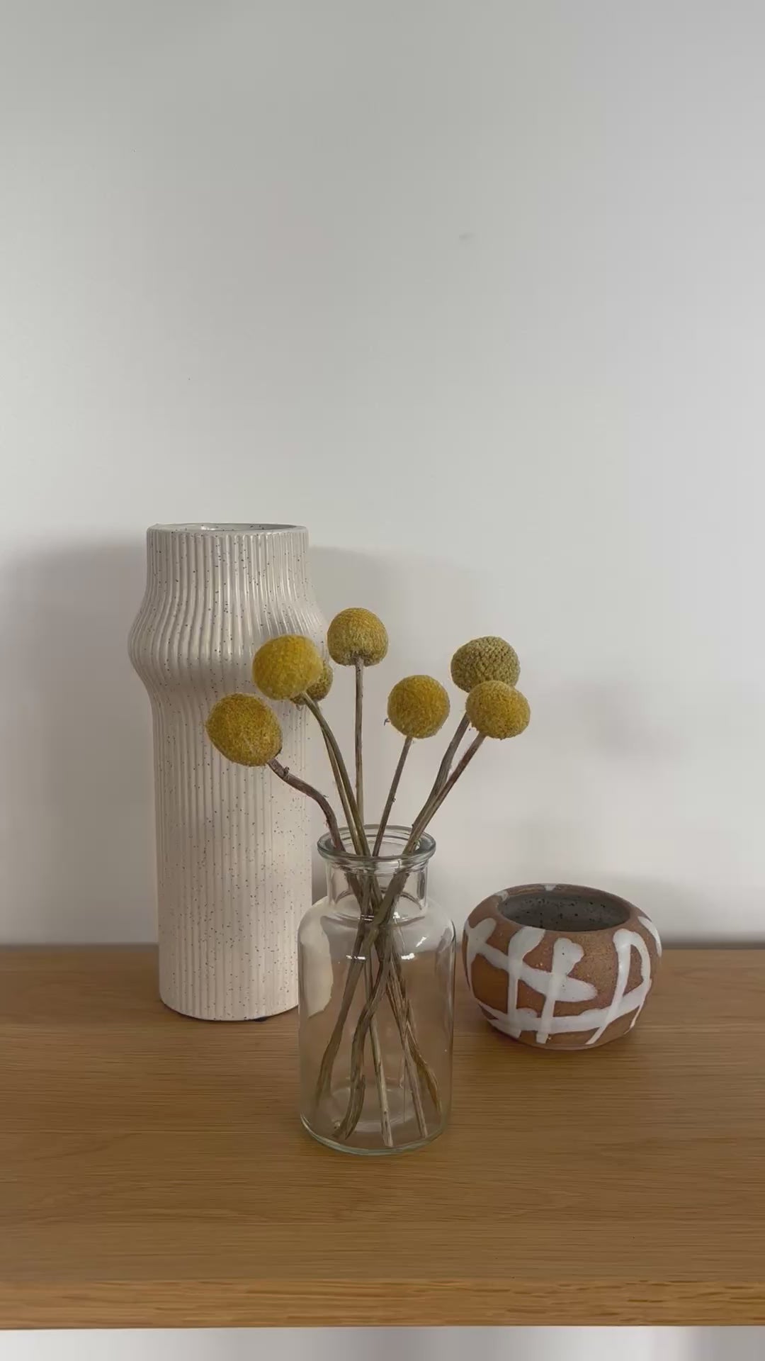 Australian Native Natural Dried Craspedia Billy Button Boho Vase Arrangement