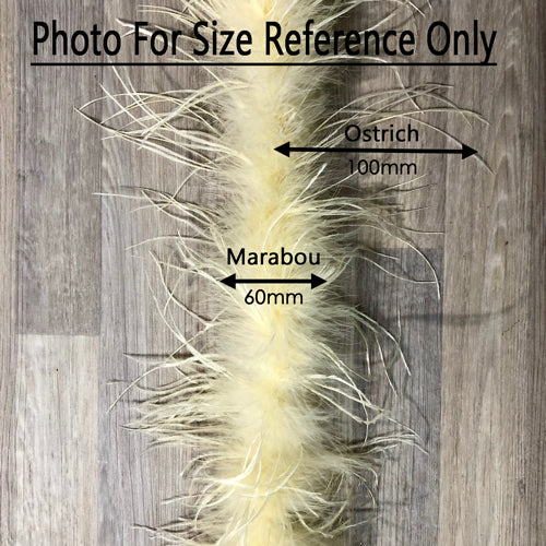 Ostrich & Marabou Feather Boa Trim per 10cm - Black