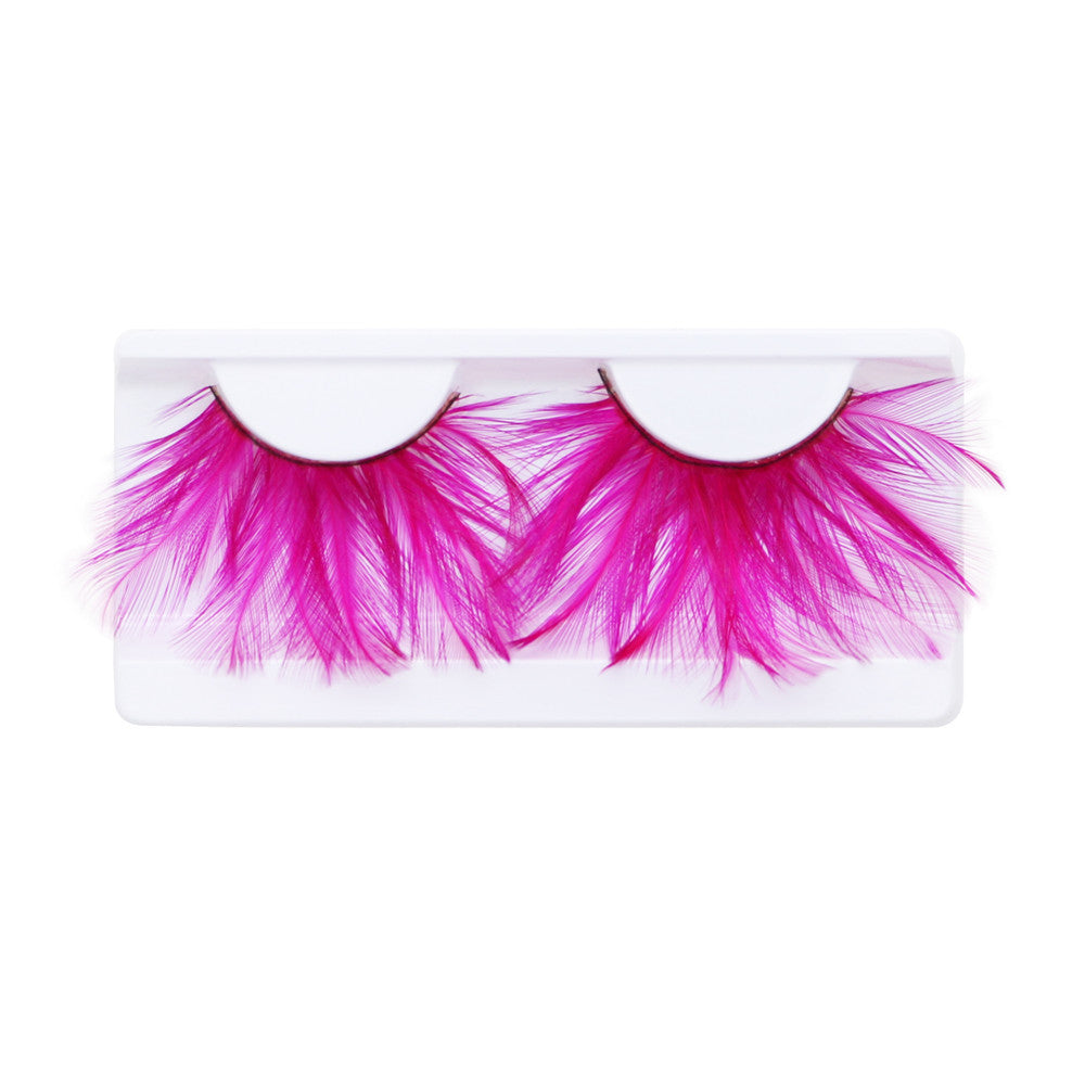 Vibrant Long Feather Eyelashes - Hot Pink