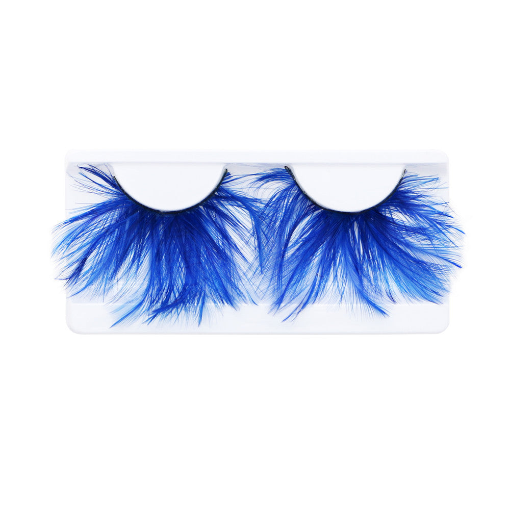 Vibrant Long Feather Eyelashes - Royal Blue