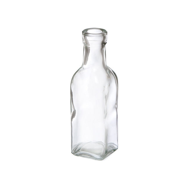 Glass Vintage Bottle Square Bud Vase (4.7x16cmH) Clear