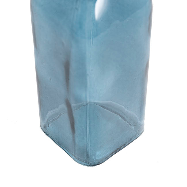 Glass Vintage Bottle Square Bud Vase (4.7x16cmH) French Blue