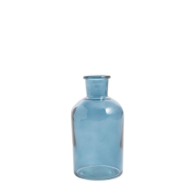 Glass Vintage Bottle Cylinder Bud Vase (7x13.5cm) French Blue
