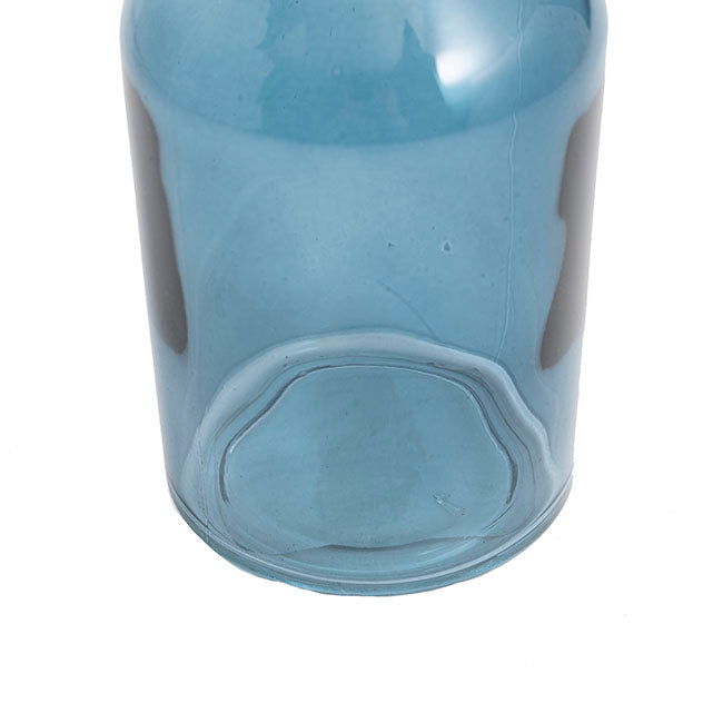 Glass Vintage Bottle Cylinder Bud Vase (7x13.5cm) French Blue