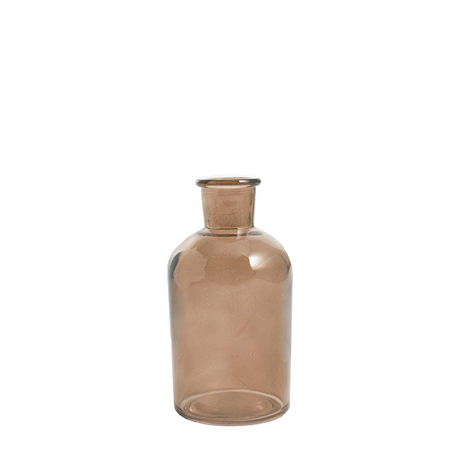 Glass Vintage Bottle Cylinder Bud Vase (6.5x13.5cm) Dark Brown