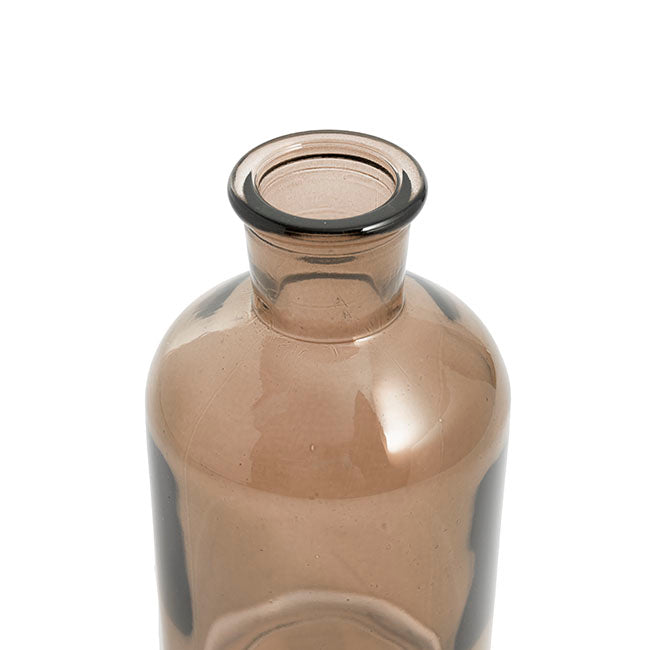 Glass Vintage Bottle Cylinder Bud Vase (6.5x13.5cm) Dark Brown