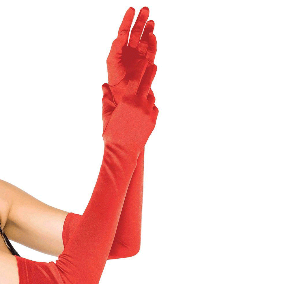 Great Gatsby 1920's Bridal Flapper Long Satin Gloves - Red