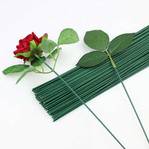 Florist Flower Plastic Wire Stems 2mm Dark Green x 10 pcs