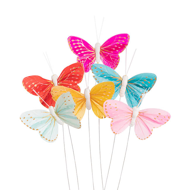 Feather Fake Butterfly for Craft Decoration Set of 12 with Clip