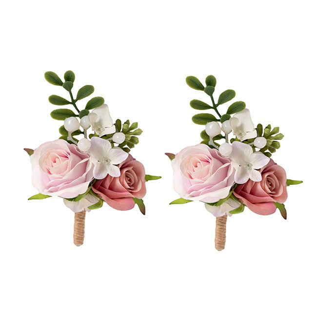 Wedding Artificial Flower Rose Groom Groomsman Buttonhole - Style 4