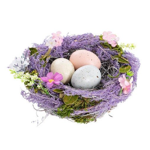 Easter Egg Twig Moss Nest (15.5cmDx7cmH) - Lavender