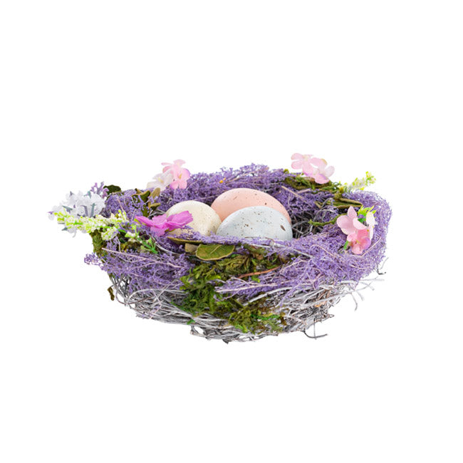 Easter Egg Twig Moss Nest (15.5cmDx7cmH) - Lavender