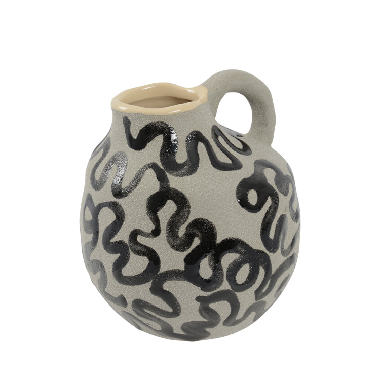 Ceramic Moodi Vase (12.3cmW x 14cmH) - Black Wave