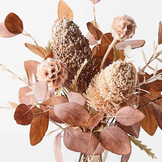Floral Arrangement Banksia Acorn Mix in Vase - Rust
