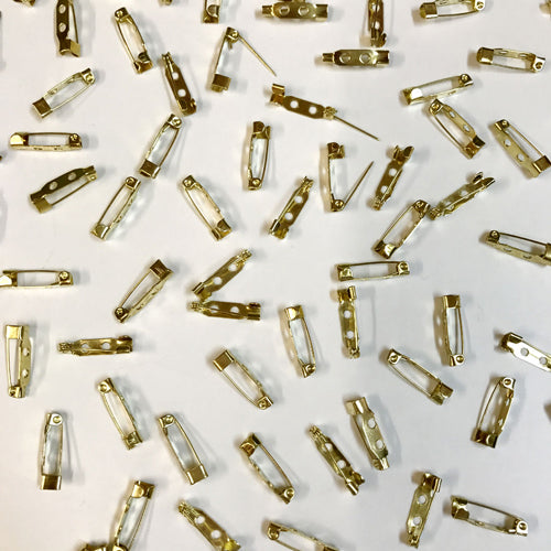 Gold Brooch Back Bar Safety Pins 30mm x 50 pcs