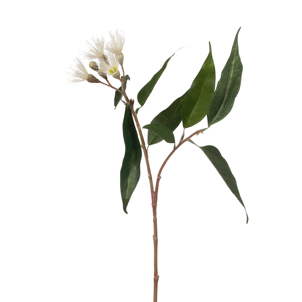 Artificial Australian Native Silk Flowering Eucalyptus Greenery Spray - Cream (STYLE 2)