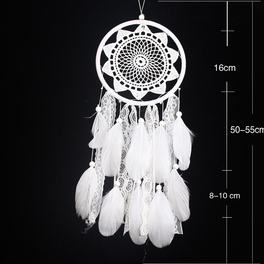 White Lace & Feathers Dreamcatcher - Style 6