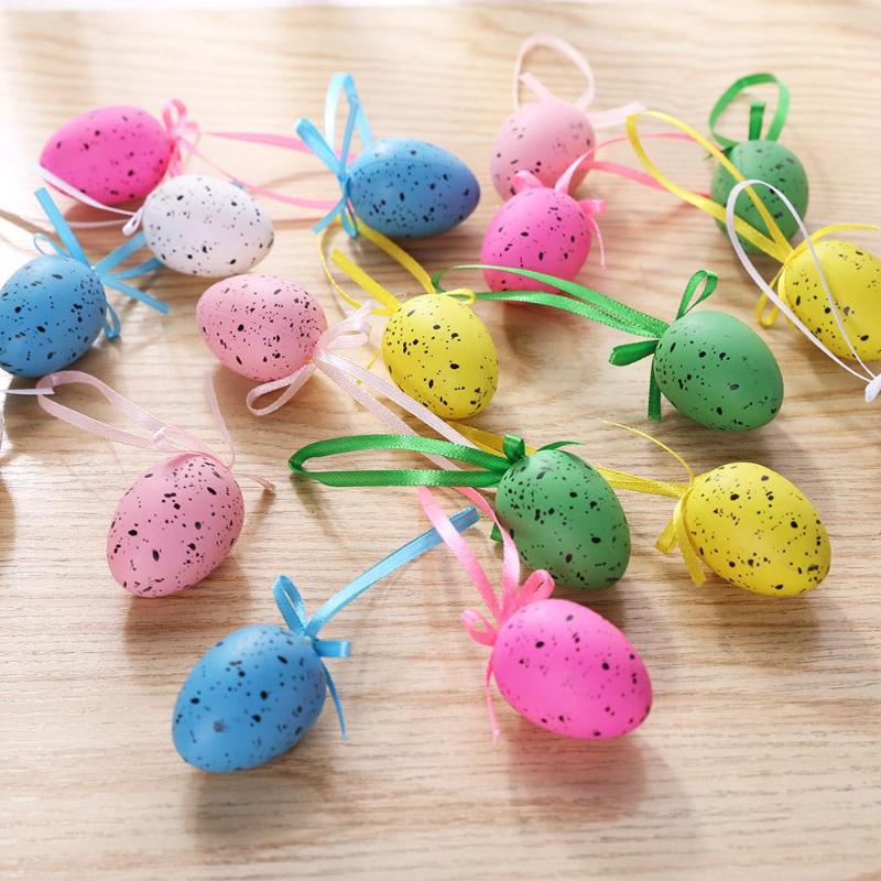 Plastic Easter Egg Ornaments 18 pcs - Rainbow Speckle (Style 2)