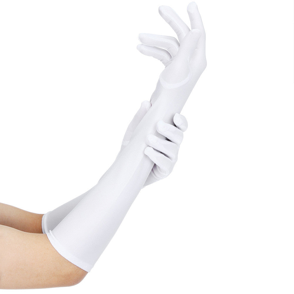 Great Gatsby 1920's Bridal Flapper Long Satin Gloves - White