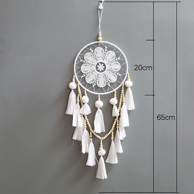 White Lace Dreamcatcher with Bead & Tassels - (Style 1)
