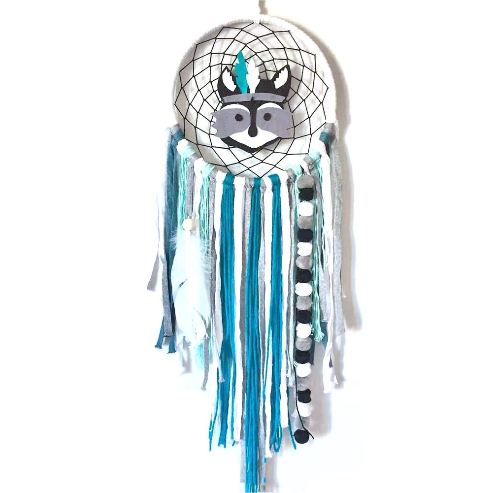Blue & Grey Fox Dreamcatcher with Feather - Style 7
