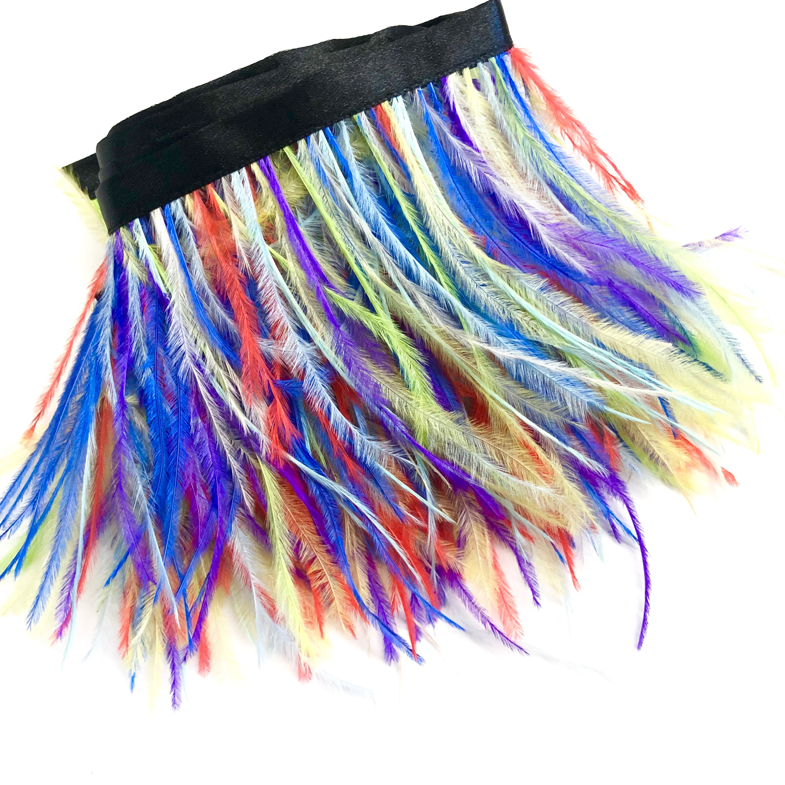 Ostrich Feathers Strung per 10cm - Rainbow