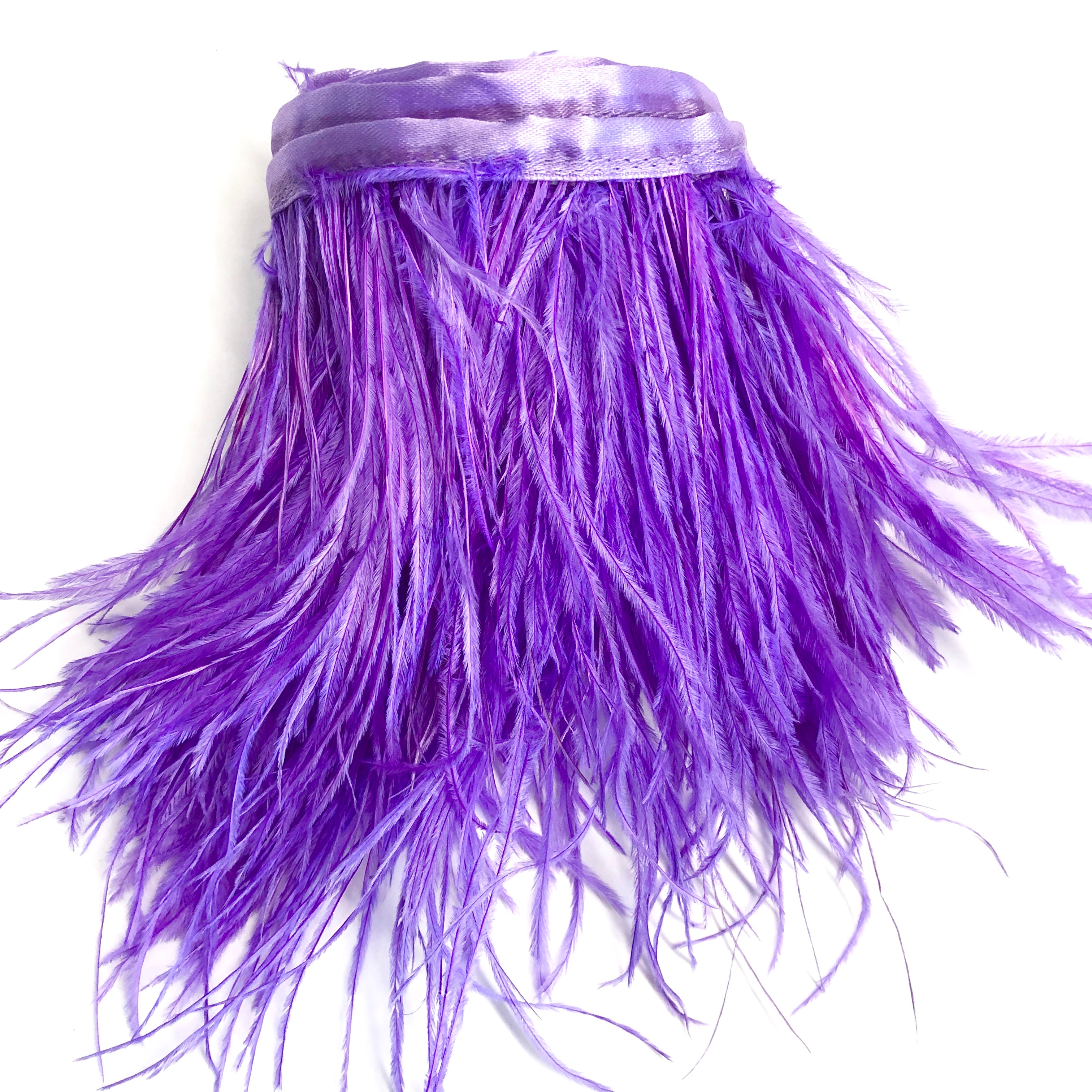 Ostrich Feathers Strung per metre - Purple