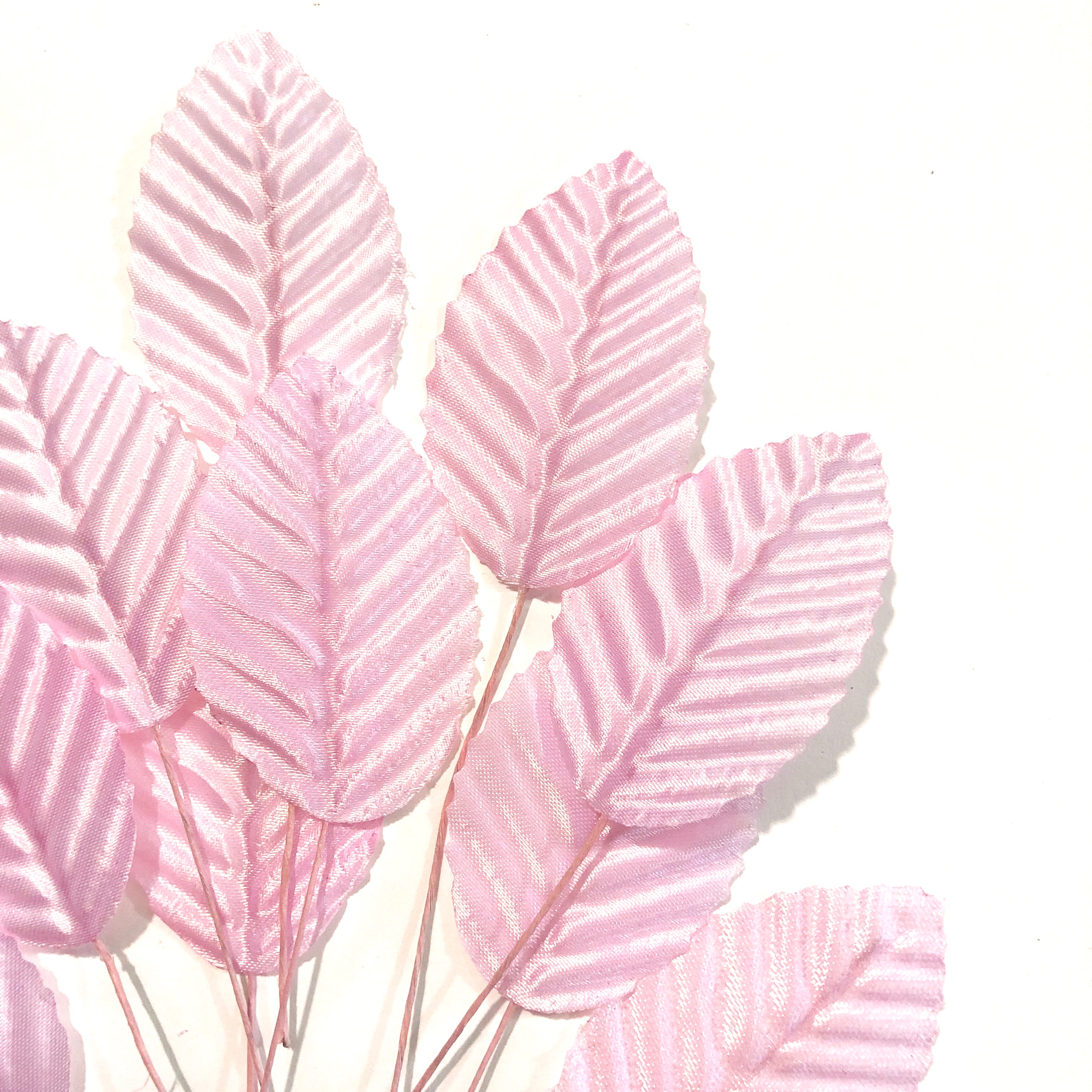 Artificial Satin Wired Leaves - Pink