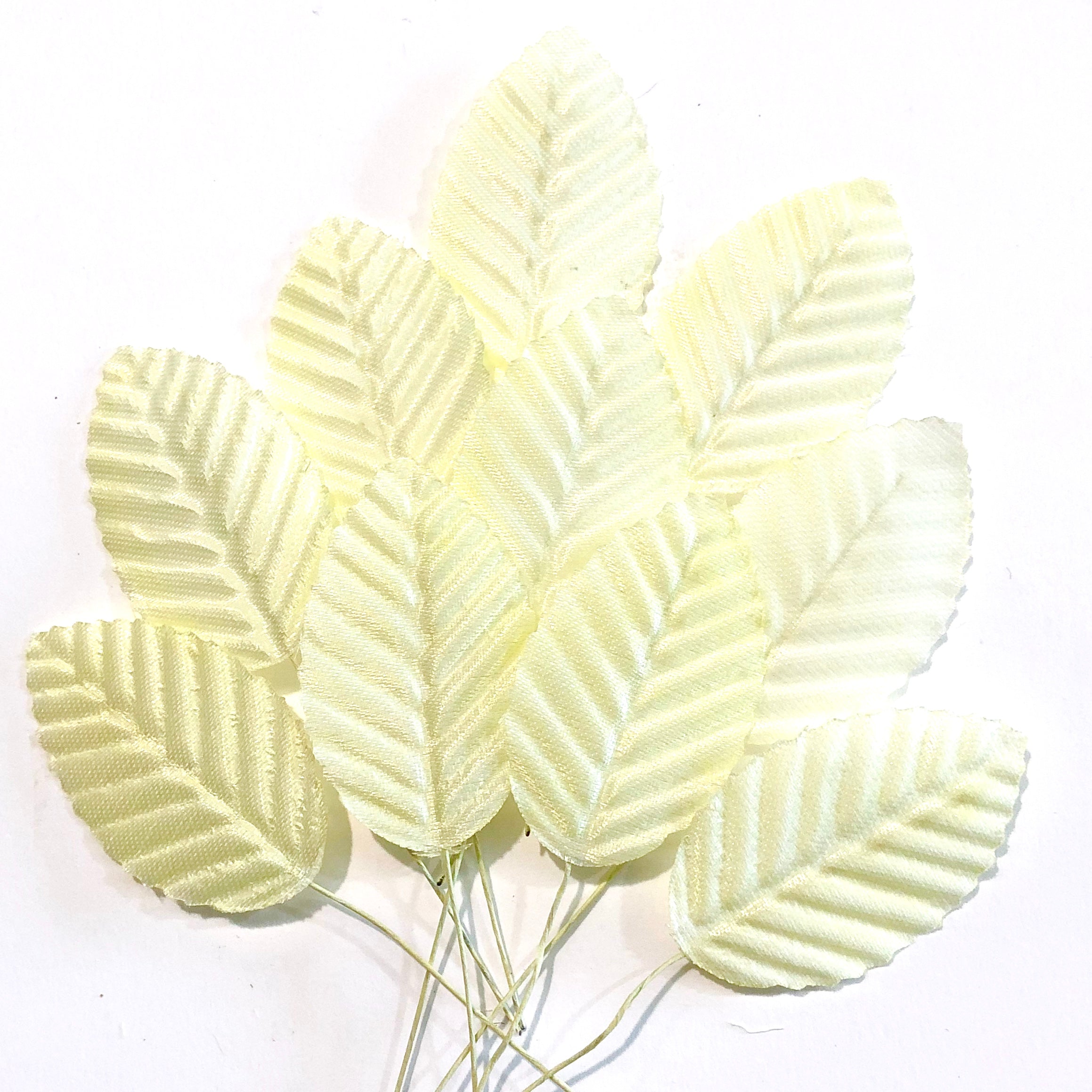 Artificial Satin Wired Leaves - Lemon