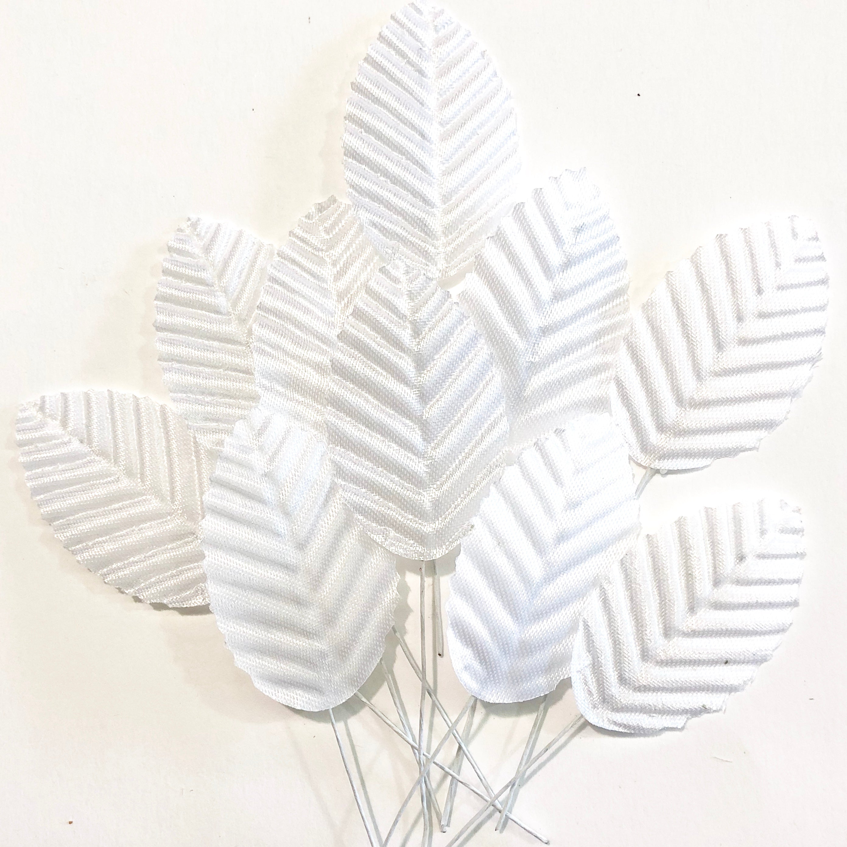 Artificial Satin Wired Leaves - White