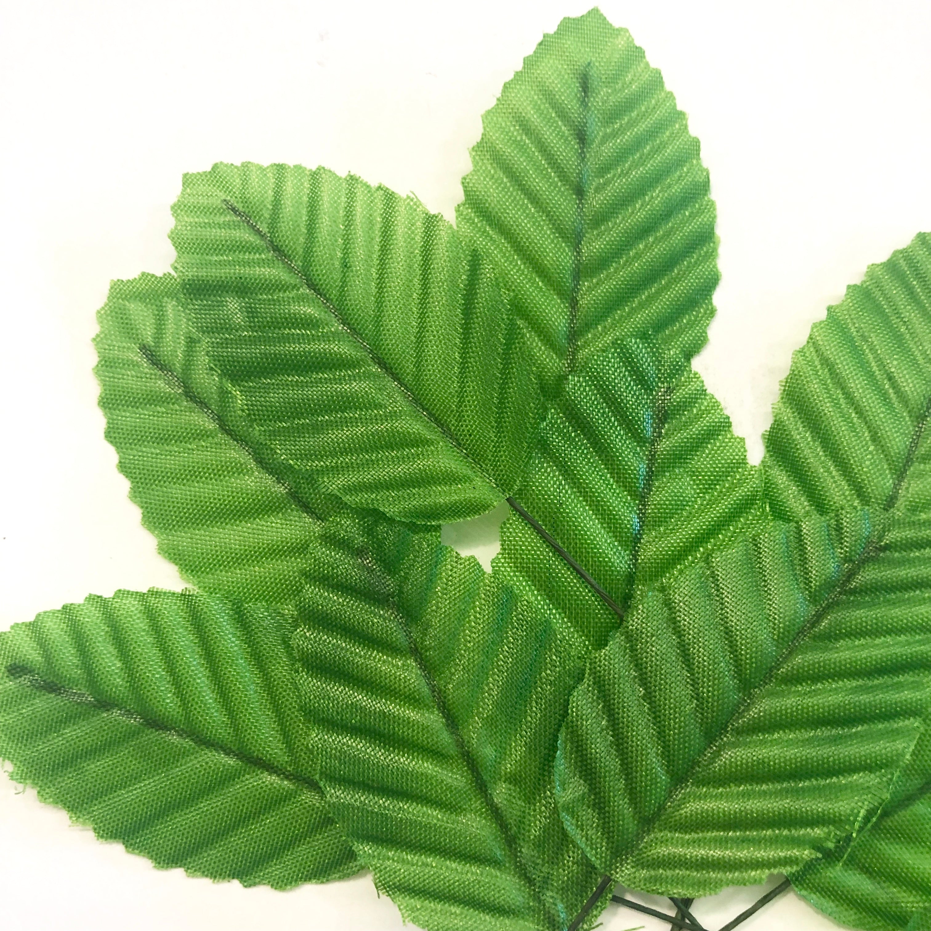 Artificial Satin Wired Leaves - Green