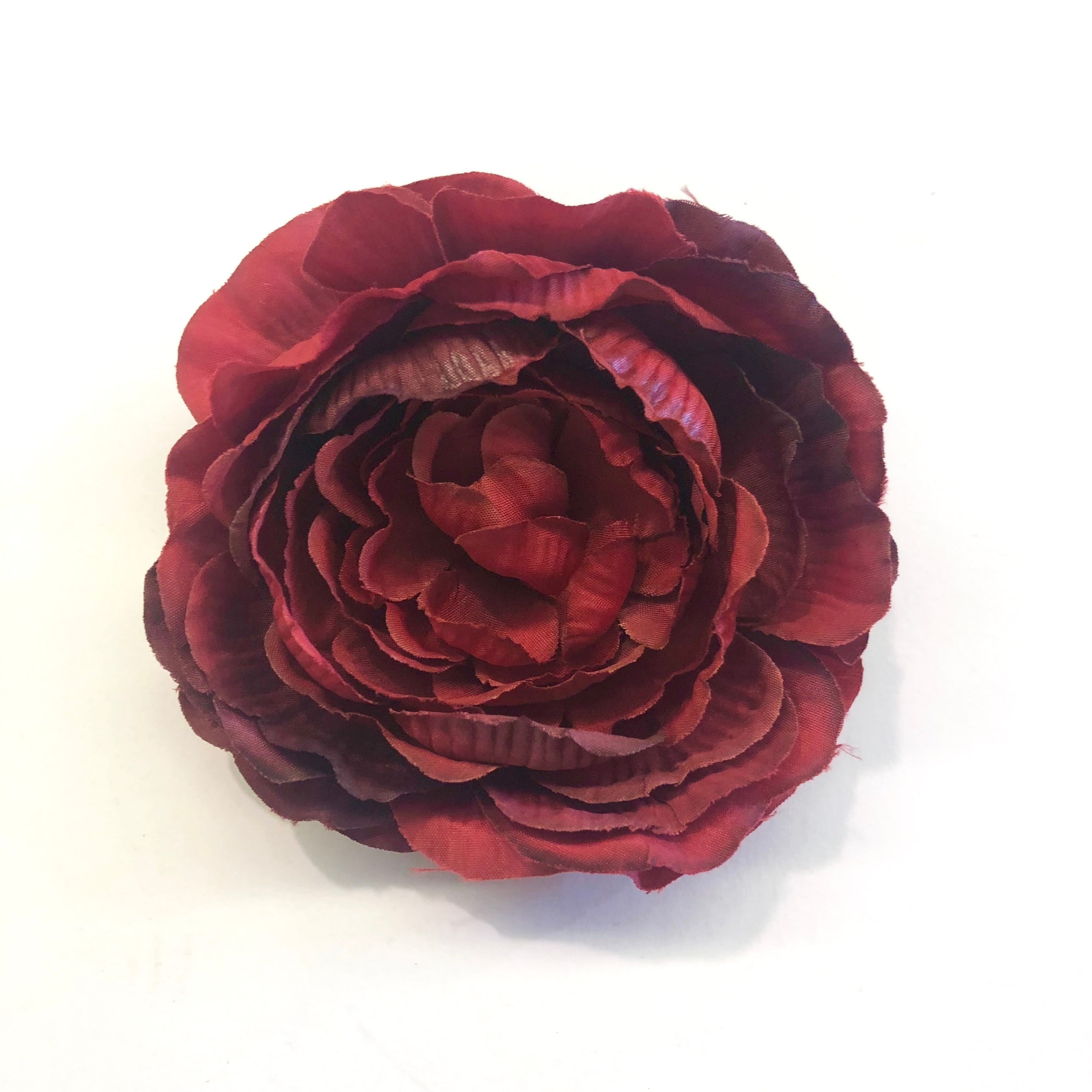 Artificial Silk Flower Head - Blood Red Rose Style 10 - 1pc