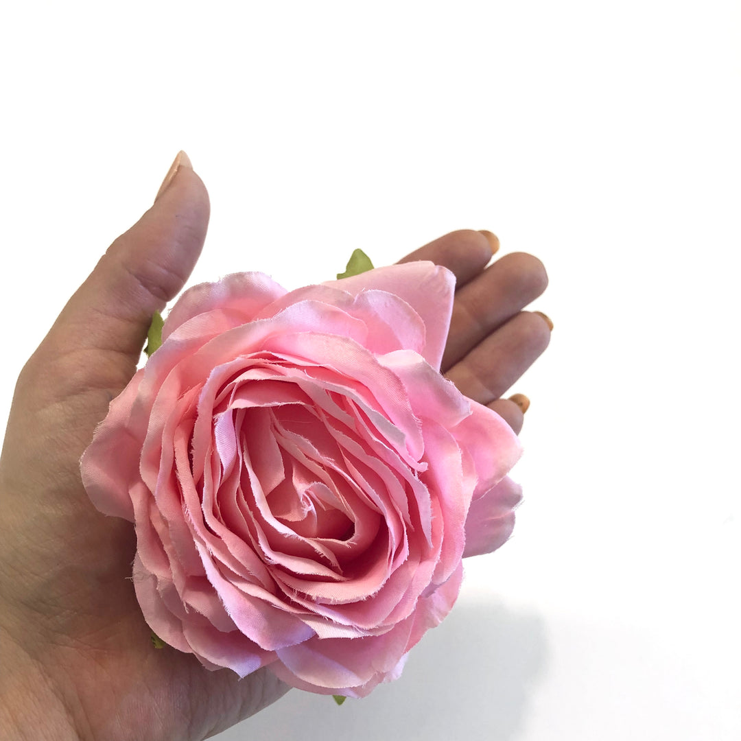 Artificial Silk Flower Head Pink Rose Style 93 1pc