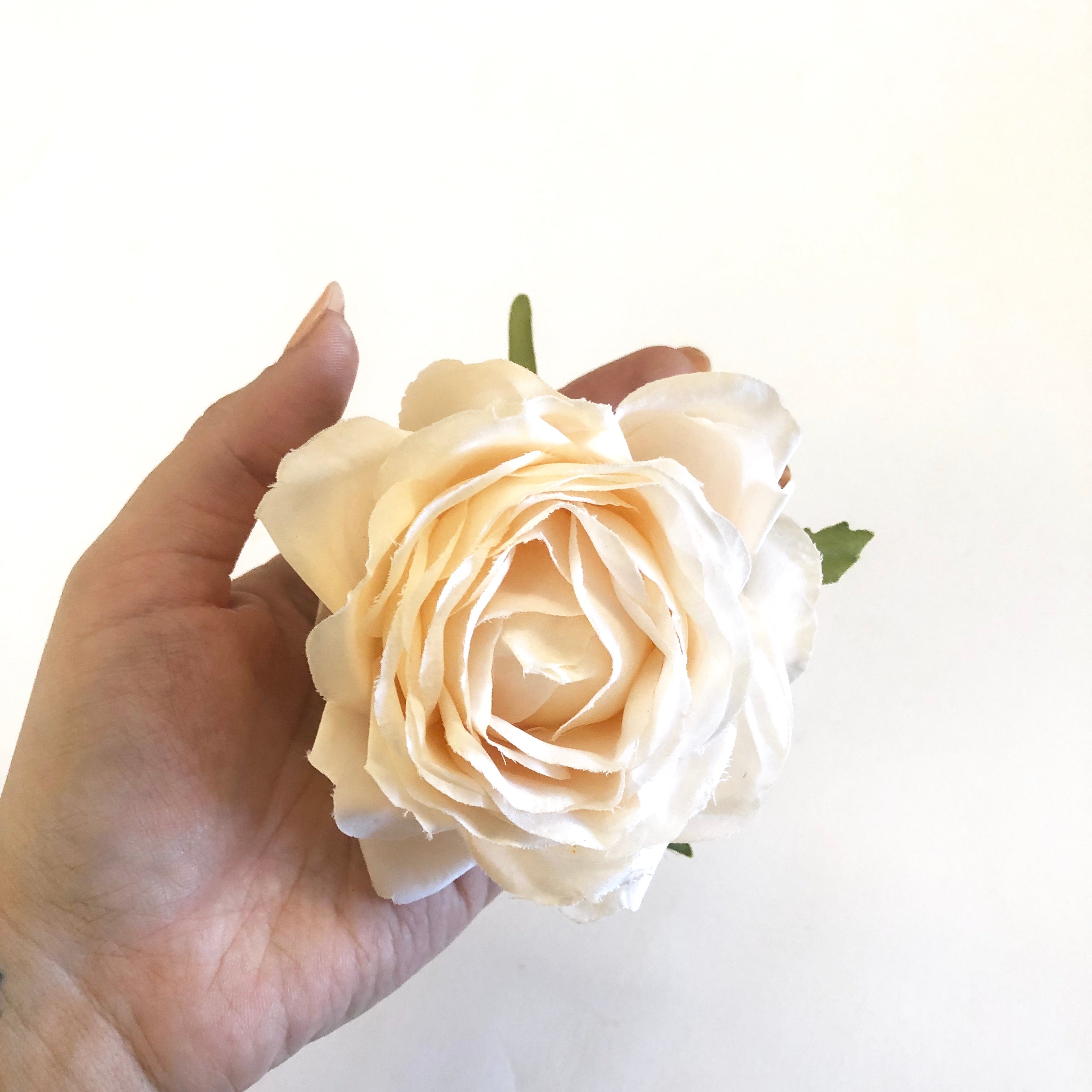 Artificial Silk Flower Head - Blush Nude Rose Style 94 - 1pc