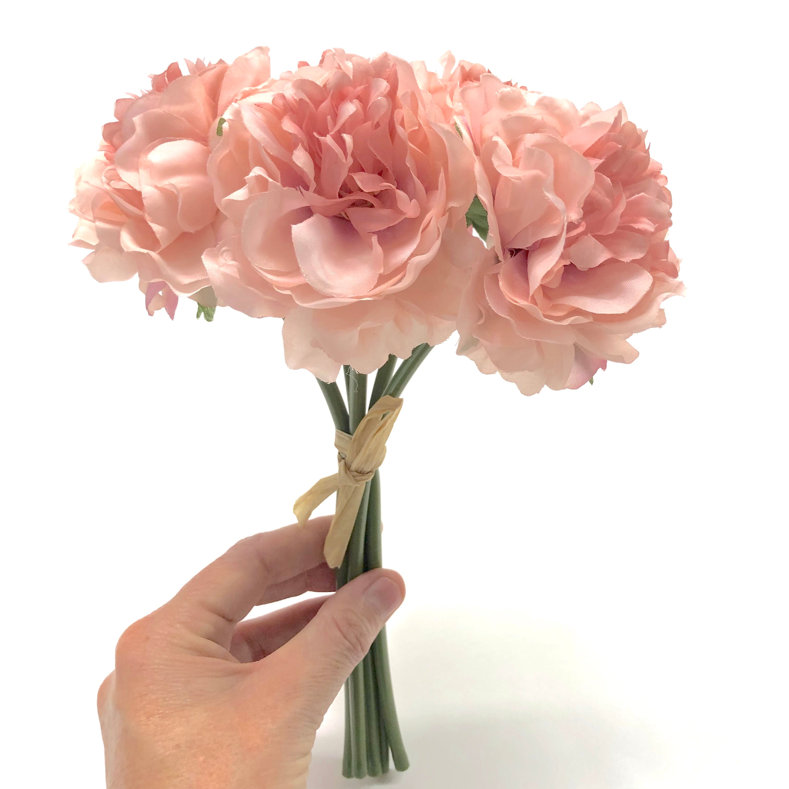 Artificial Silk Carnation Flower Bouquet Bunch - Dusty Pink
