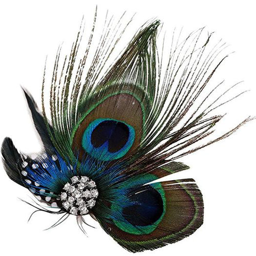 Great Gatsby 1920's Flapper Feather Headdress Fancy Dress - Natural Peacock (Style 8)